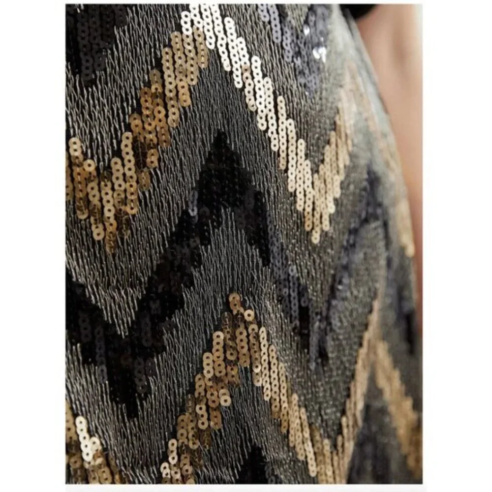 Sequin Chevron Pattern Skirt